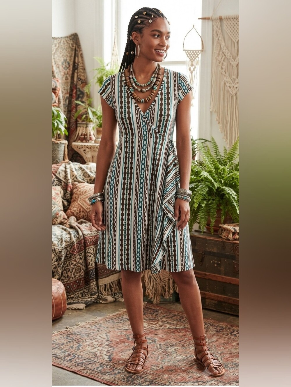 Love Rocks Vintage Faux Wrap Dress - Med